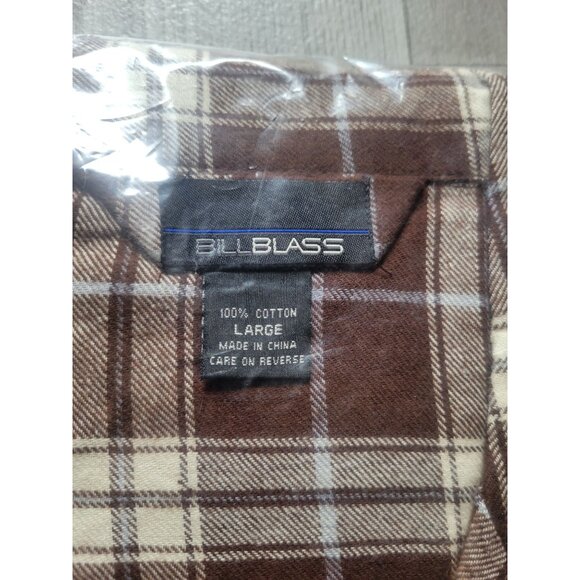 Bill Blass Mens 100% Cotton Yarn Dye Flannel Pajama Set Brown Plaid L New - Picture 2 of 5